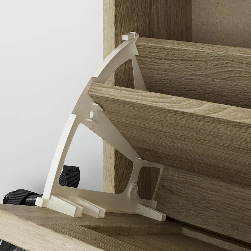 Meuble à chaussures, organiseur de rangement avec 3 tiroirs à abattant en rotin