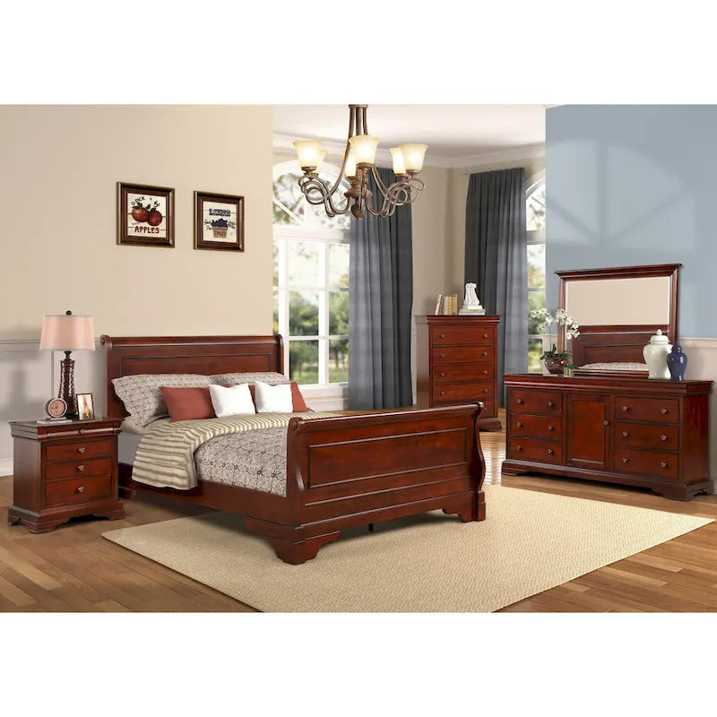 Commode à 5 tiroirs Rodgers Bordeaux de New Classic Furniture avec plateau relevable