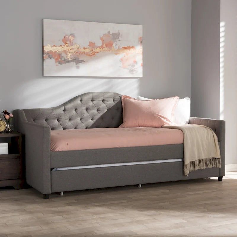 Lit de repos gigogne en tissu contemporain par Baxton Studio