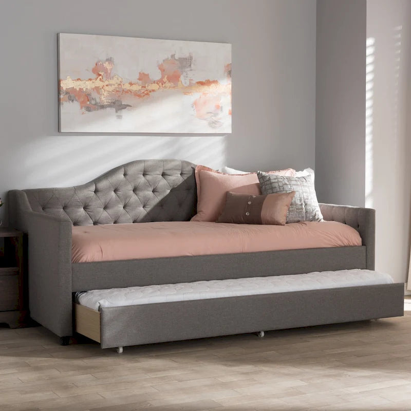 Lit de repos gigogne en tissu contemporain par Baxton Studio