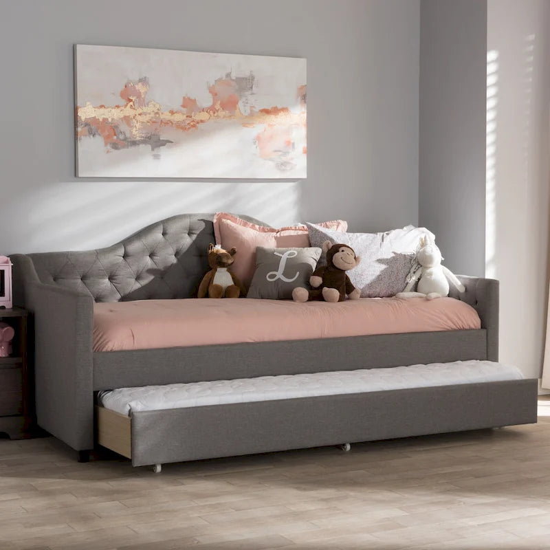 Lit de repos gigogne en tissu contemporain par Baxton Studio