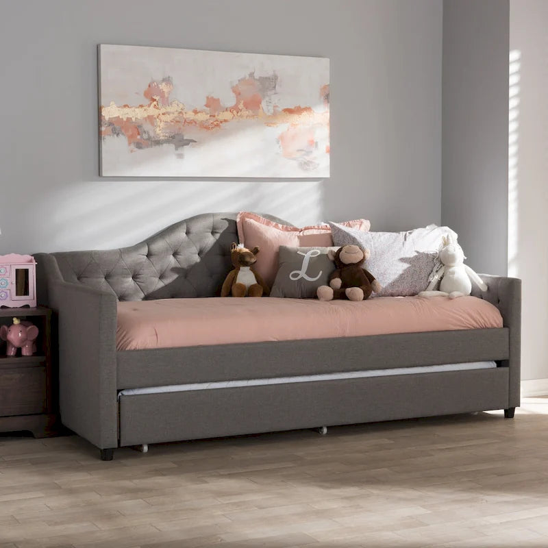 Lit de repos gigogne en tissu contemporain par Baxton Studio