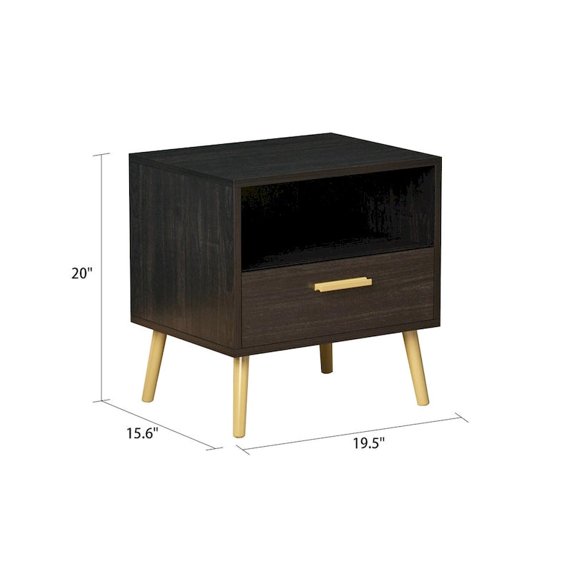 Table de chevet à un tiroir avec une étagère ouverte