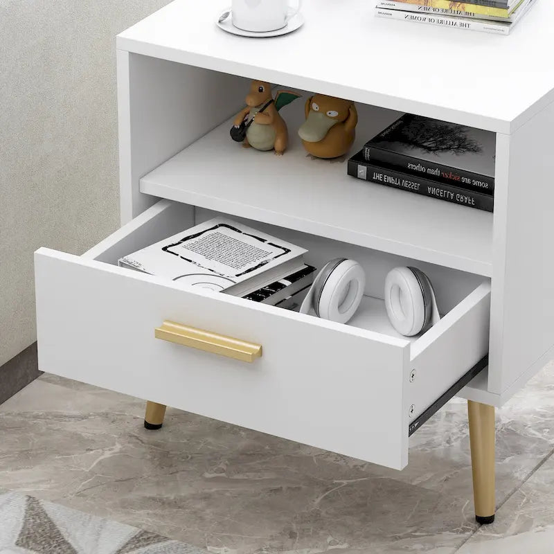 Table de chevet à un tiroir avec une étagère ouverte