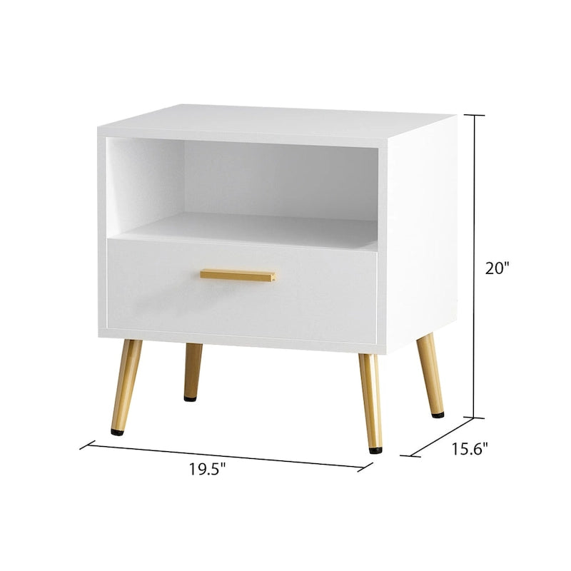 Table de chevet à un tiroir avec une étagère ouverte
