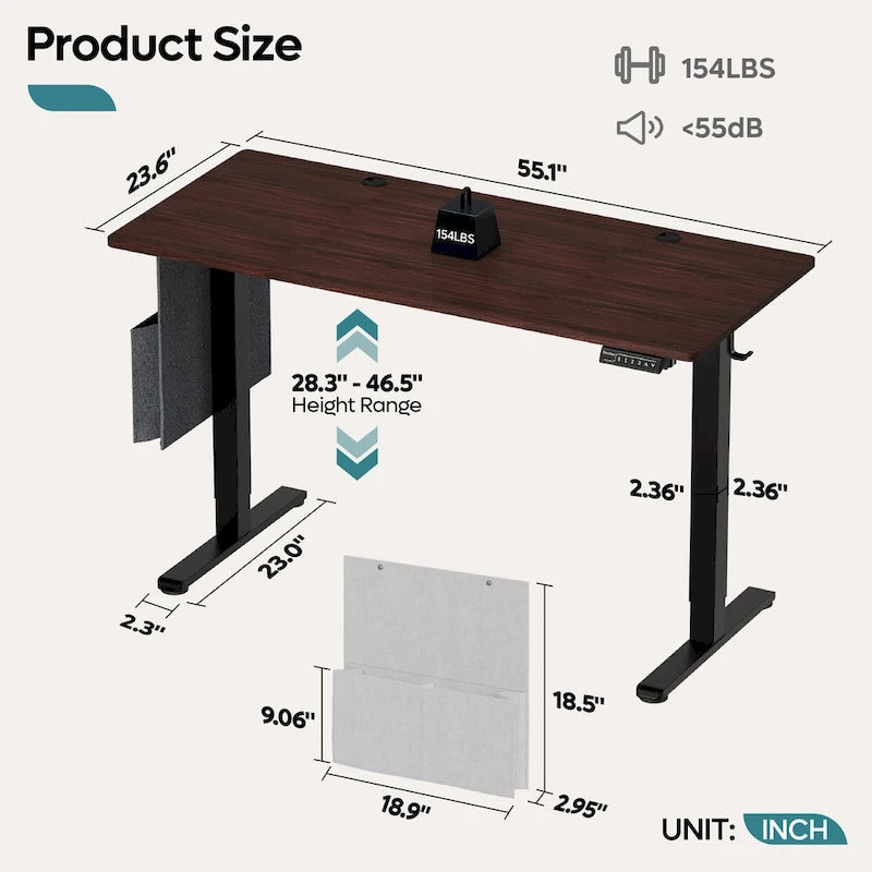 Bureau Debout Électrique Ergonomique, Bureau d'Ordinateur, Table Réglable en Hauteur avec Port USB