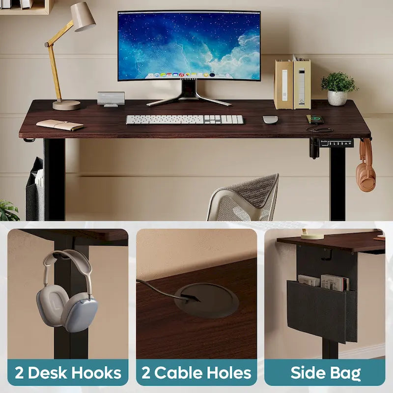 Bureau Debout Électrique Ergonomique, Bureau d'Ordinateur, Table Réglable en Hauteur avec Port USB