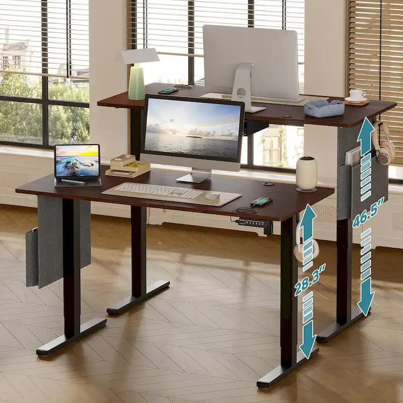 Bureau Debout Électrique Ergonomique, Bureau d'Ordinateur, Table Réglable en Hauteur avec Port USB