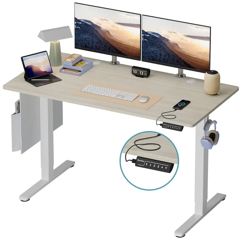 Bureau Debout Électrique Ergonomique, Bureau d'Ordinateur, Table Réglable en Hauteur avec Port USB