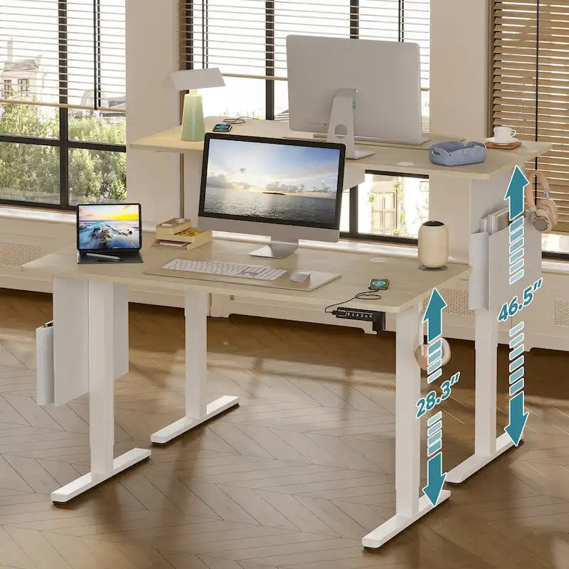 Bureau Debout Électrique Ergonomique, Bureau d'Ordinateur, Table Réglable en Hauteur avec Port USB