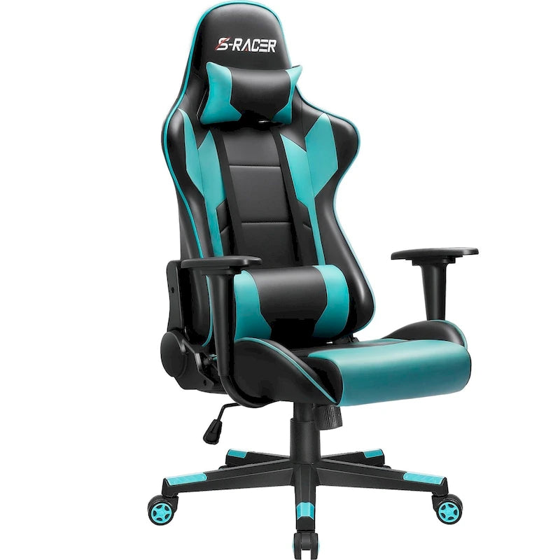 Chaise de bureau et de jeu ergonomique pivotante en similicuir réglable Homall