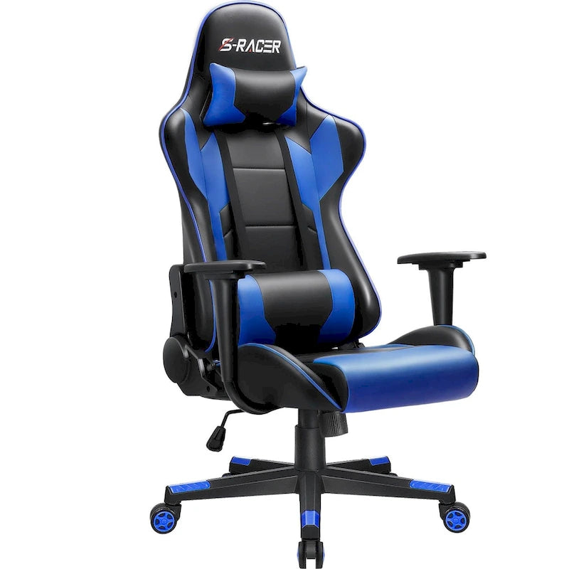 Chaise de bureau et de jeu ergonomique pivotante en similicuir réglable Homall