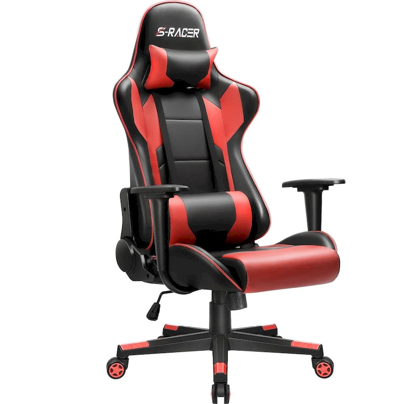 Chaise de bureau et de jeu ergonomique pivotante en similicuir réglable Homall