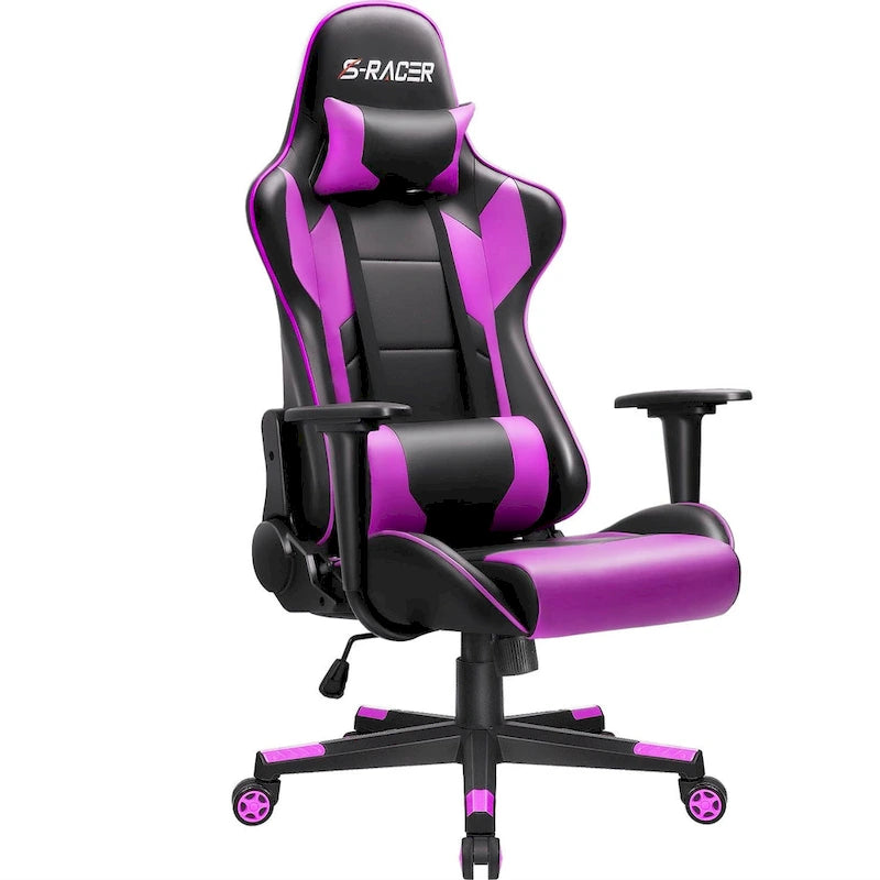 Chaise de bureau et de jeu ergonomique pivotante en similicuir réglable Homall
