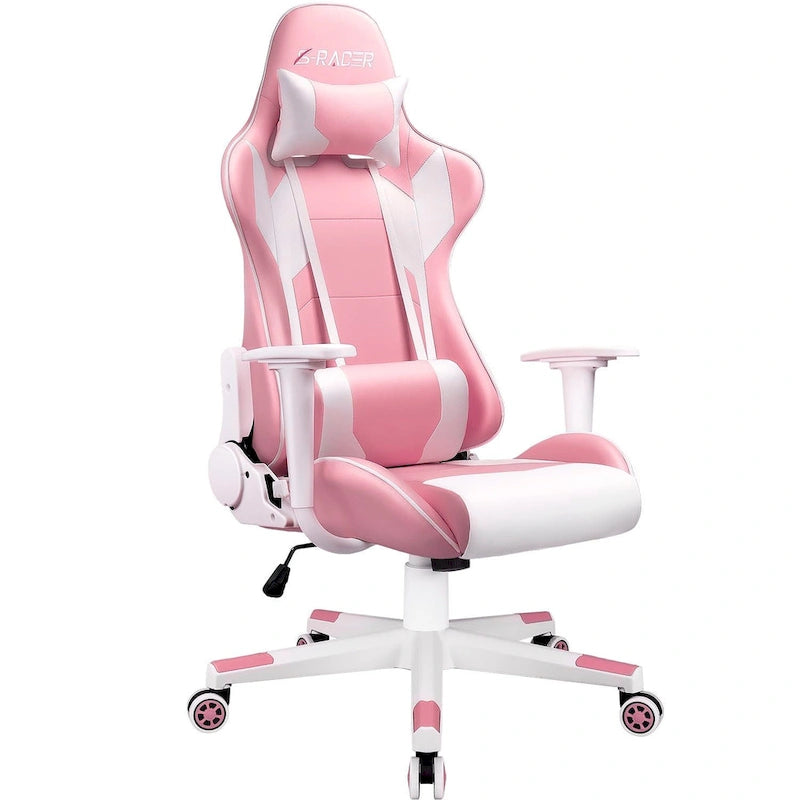 Chaise de bureau et de jeu ergonomique pivotante en similicuir réglable Homall