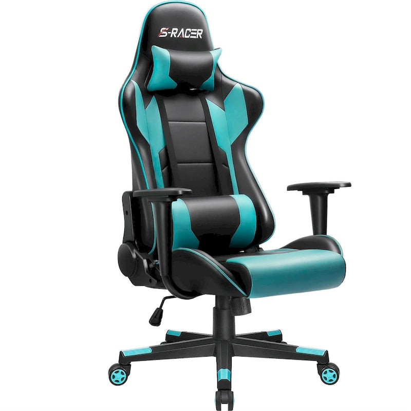 Chaise de bureau et de jeu ergonomique pivotante en similicuir réglable Homall