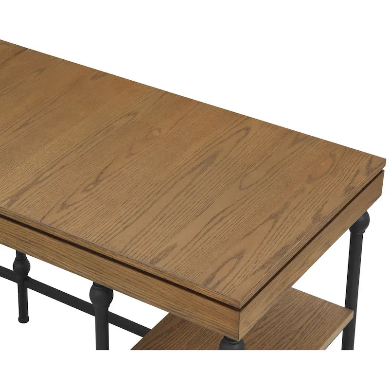 Bureau d'ordinateur d'angle en métal de 59 pouces Haley Farmhouse avec ports USB par Furniture of America