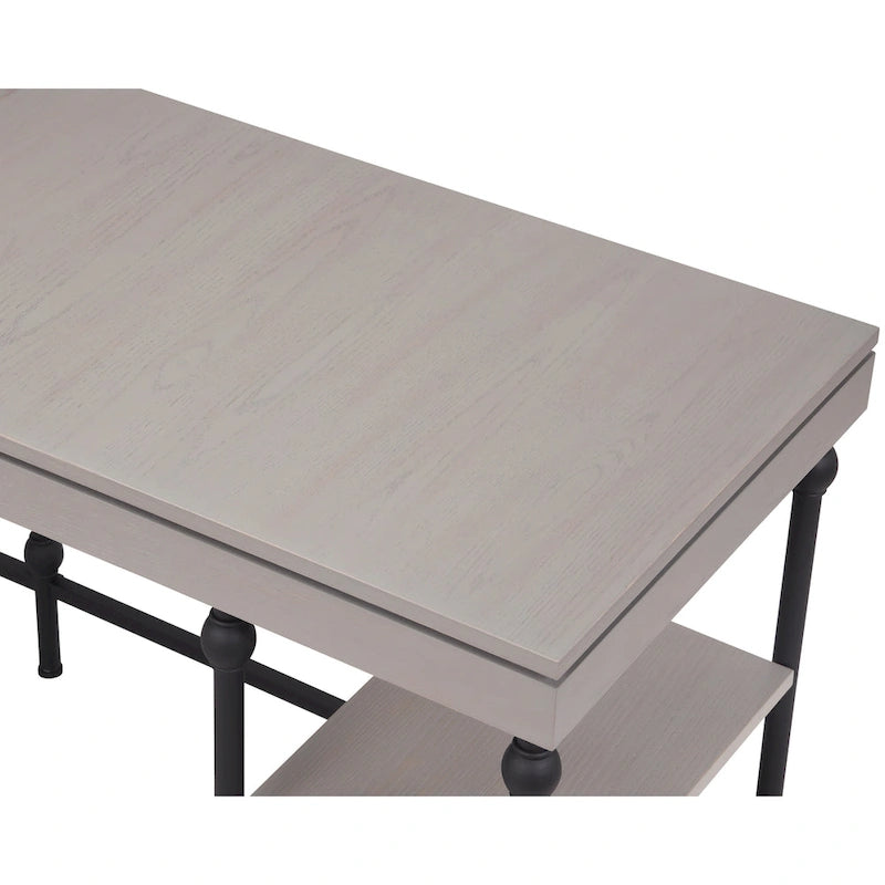 Bureau d'ordinateur d'angle en métal de 59 pouces Haley Farmhouse avec ports USB par Furniture of America