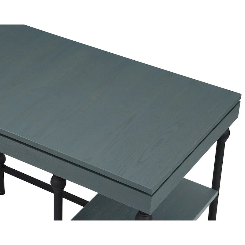 Bureau d'ordinateur d'angle en métal de 59 pouces Haley Farmhouse avec ports USB par Furniture of America