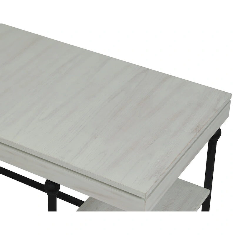 Bureau d'ordinateur d'angle en métal de 59 pouces Haley Farmhouse avec ports USB par Furniture of America