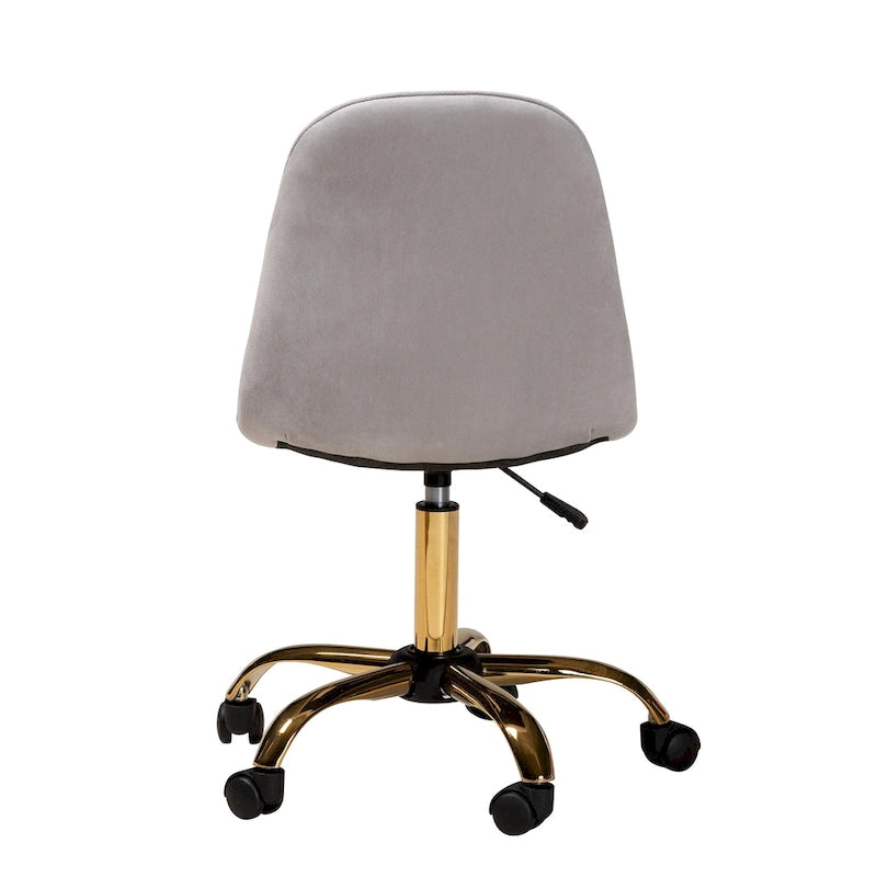 Chaise de bureau pivotante Kabira Contemporary Glam and Luxe en velours et métal doré