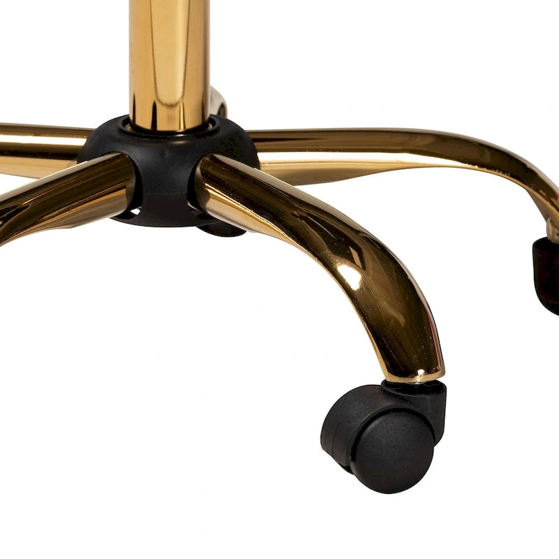 Chaise de bureau pivotante Kabira Contemporary Glam and Luxe en velours et métal doré