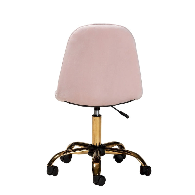 Chaise de bureau pivotante Kabira Contemporary Glam and Luxe en velours et métal doré