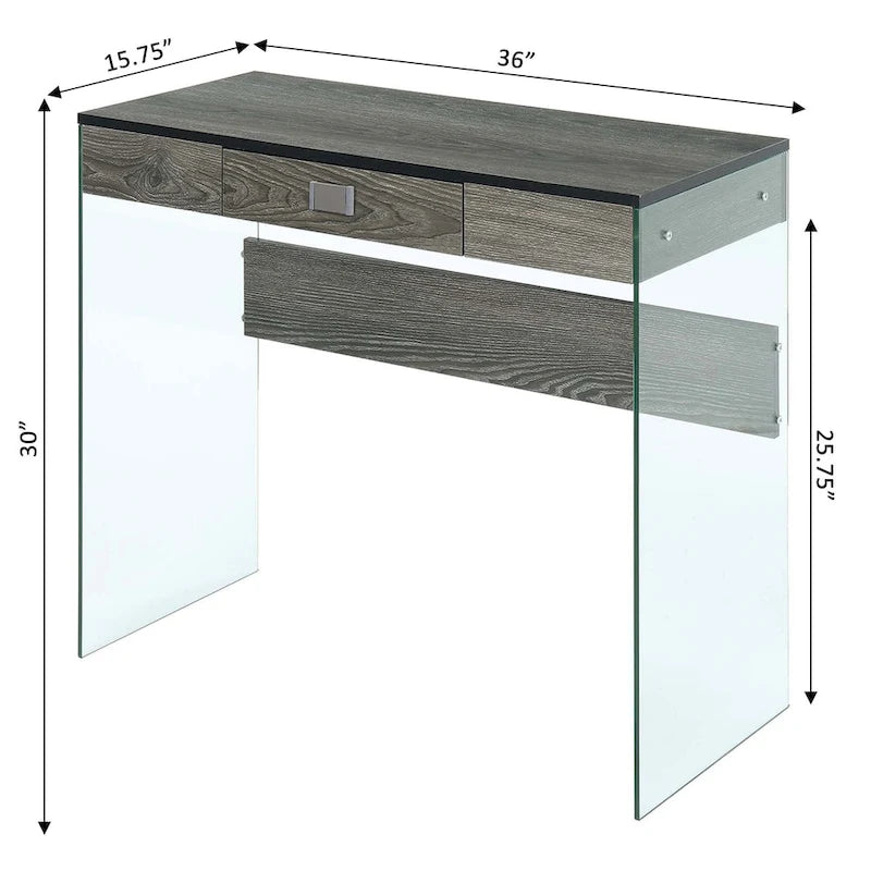 Bureau 36 SoHo 1 tiroir en verre par Convenience Concepts