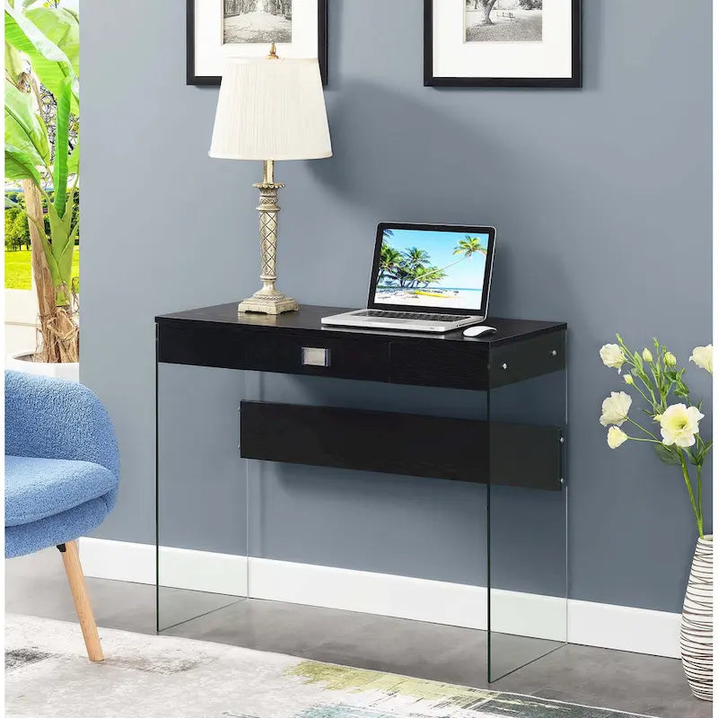 Bureau 36 SoHo 1 tiroir en verre par Convenience Concepts