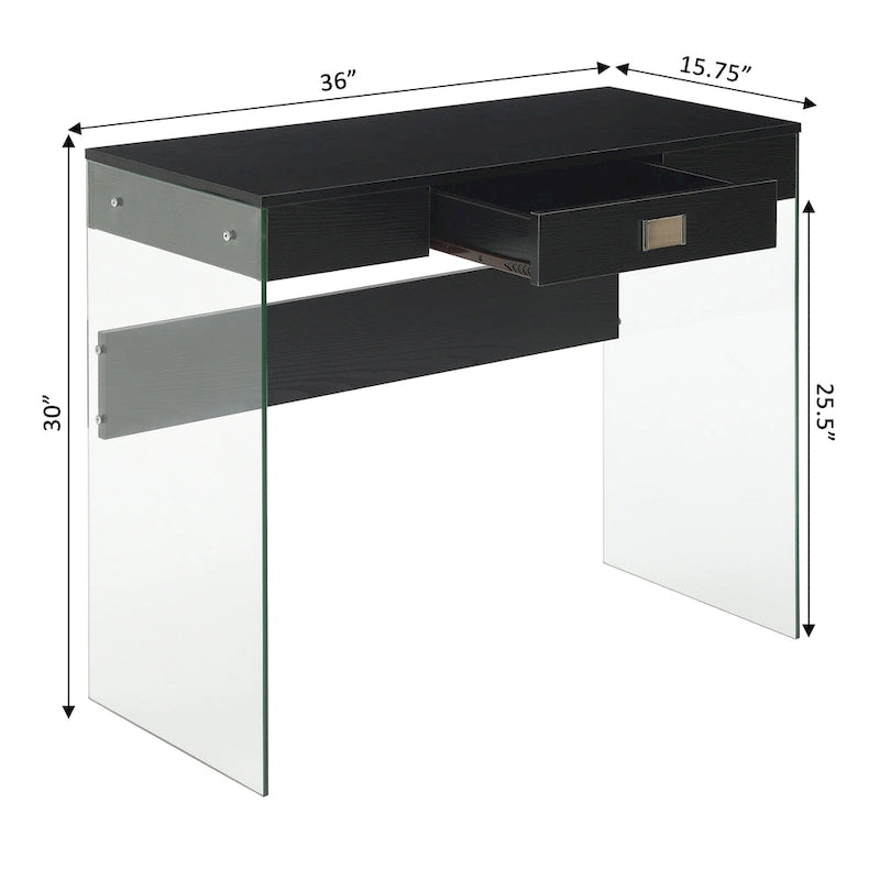 Bureau 36 SoHo 1 tiroir en verre par Convenience Concepts