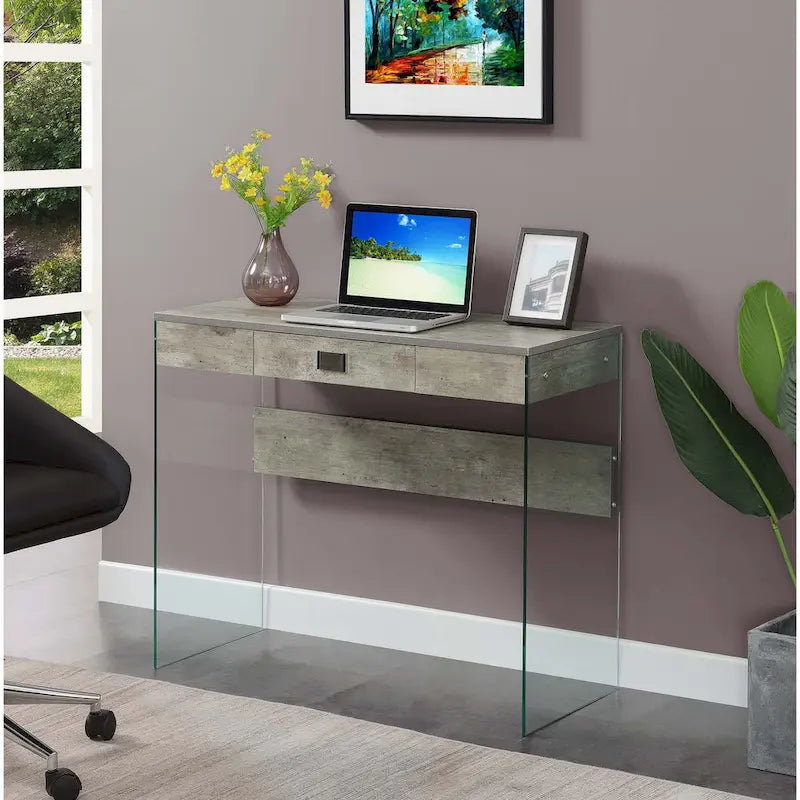 Bureau 36 SoHo 1 tiroir en verre par Convenience Concepts
