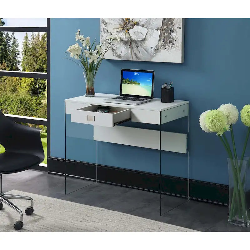 Bureau 36 SoHo 1 tiroir en verre par Convenience Concepts