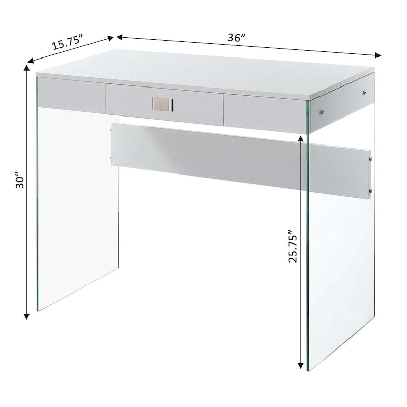 Bureau 36 SoHo 1 tiroir en verre par Convenience Concepts
