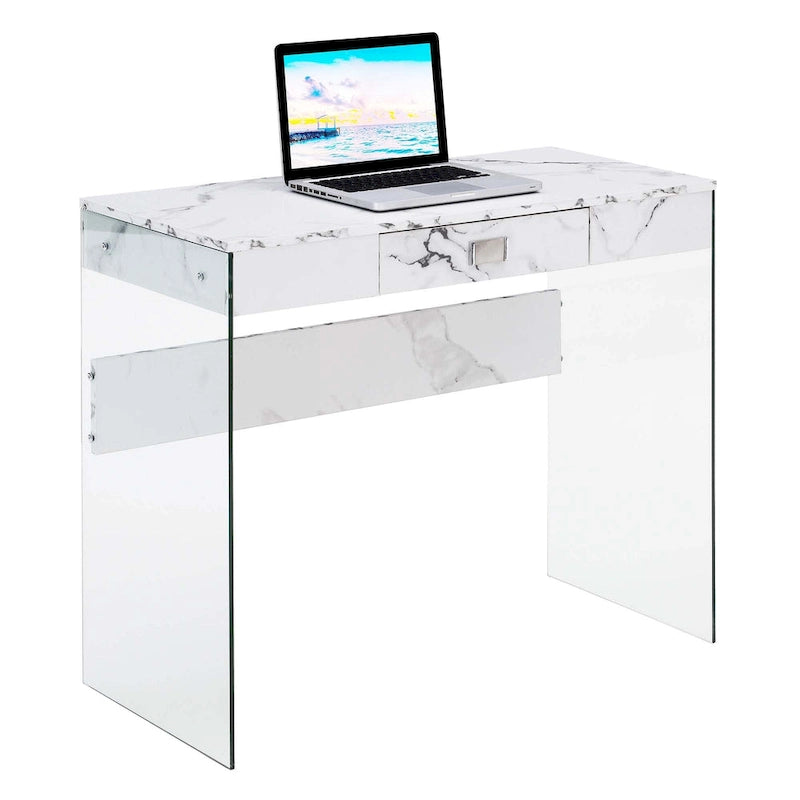 Bureau 36 SoHo 1 tiroir en verre par Convenience Concepts