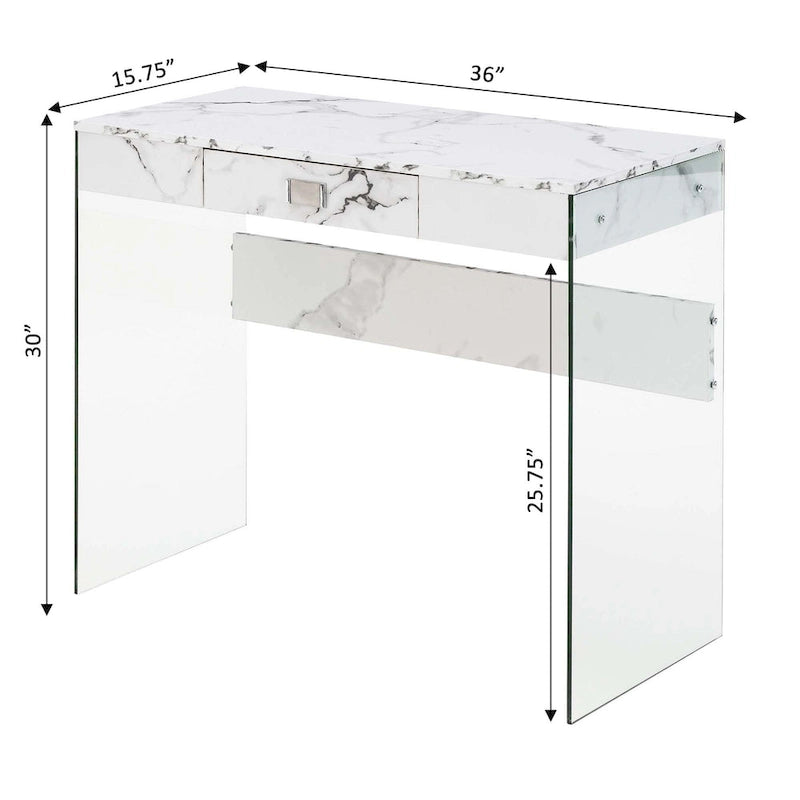 Bureau 36 SoHo 1 tiroir en verre par Convenience Concepts