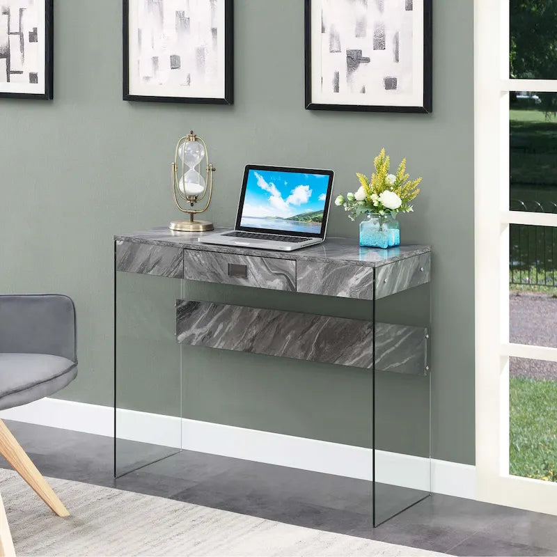 Bureau 36 SoHo 1 tiroir en verre par Convenience Concepts