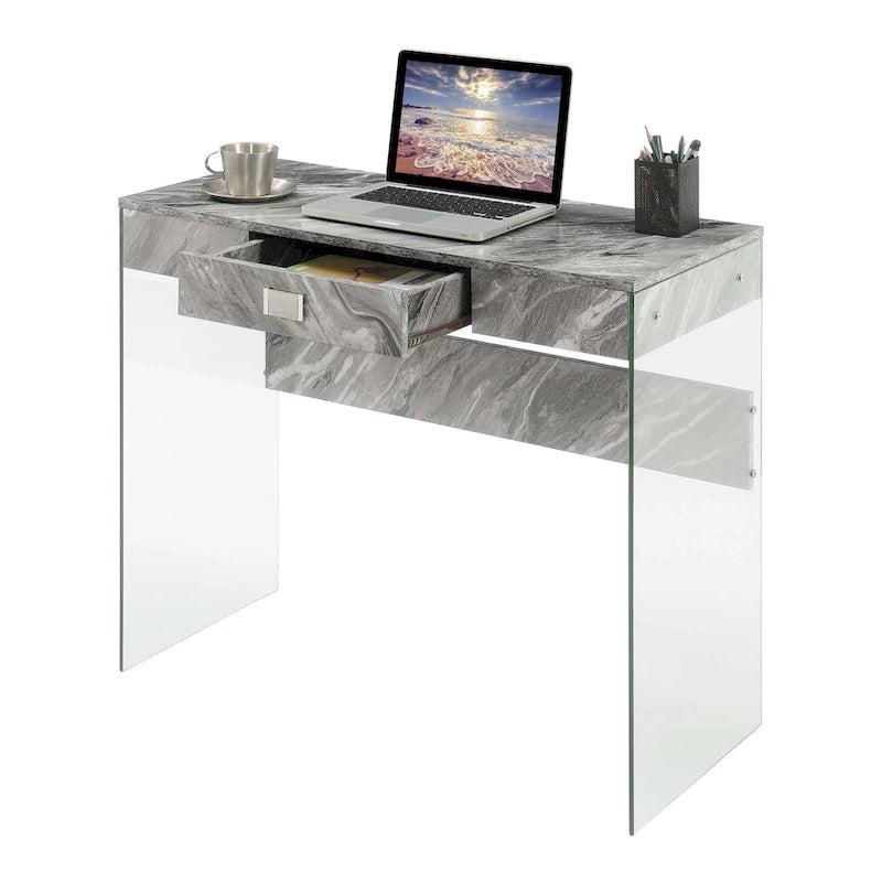 Bureau 36 SoHo 1 tiroir en verre par Convenience Concepts