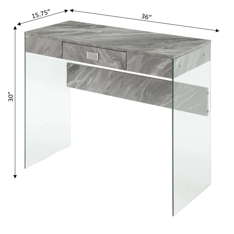 Bureau 36 SoHo 1 tiroir en verre par Convenience Concepts