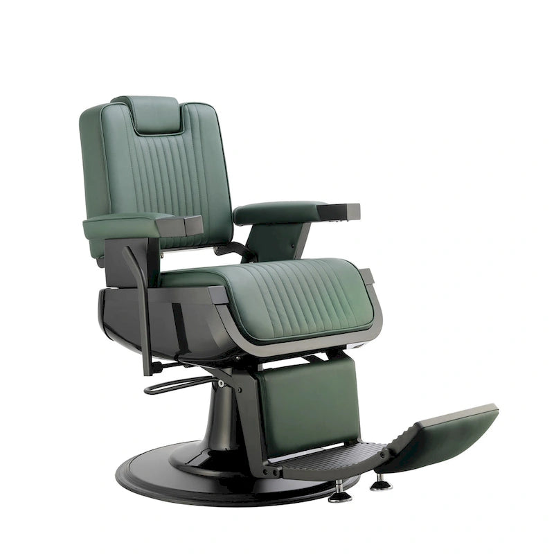 SHERMAN Heavy Duty Barber Chair Reclining Barbershop Styling Chair, Green