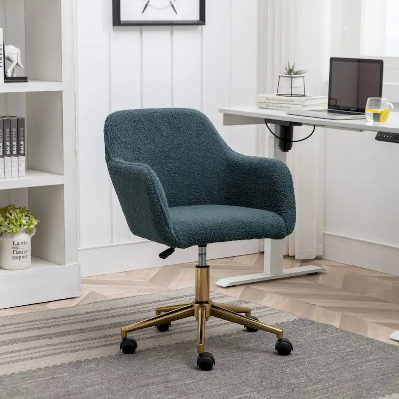 Chaise de bureau moderne avec pieds en métal doré et roulettes universelles