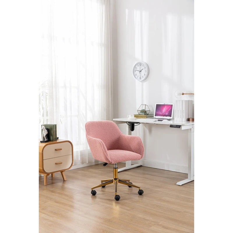 Chaise de bureau moderne avec pieds en métal doré et roulettes universelles