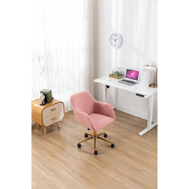 Chaise de bureau moderne avec pieds en métal doré et roulettes universelles