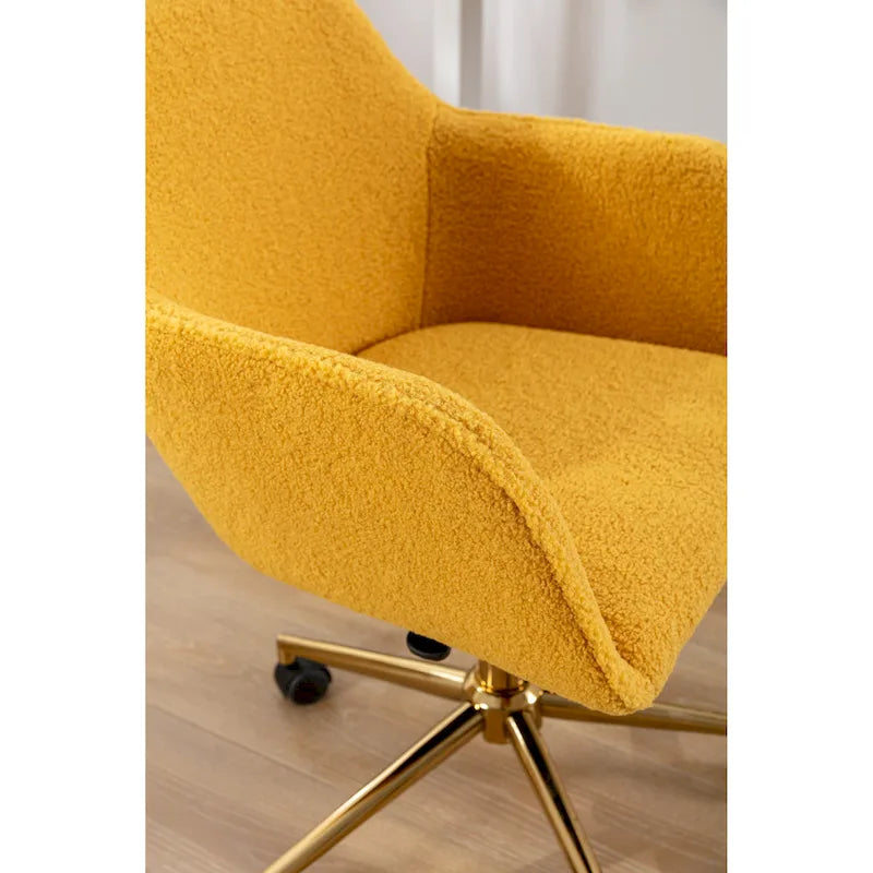 Chaise de bureau moderne avec pieds en métal doré et roulettes universelles