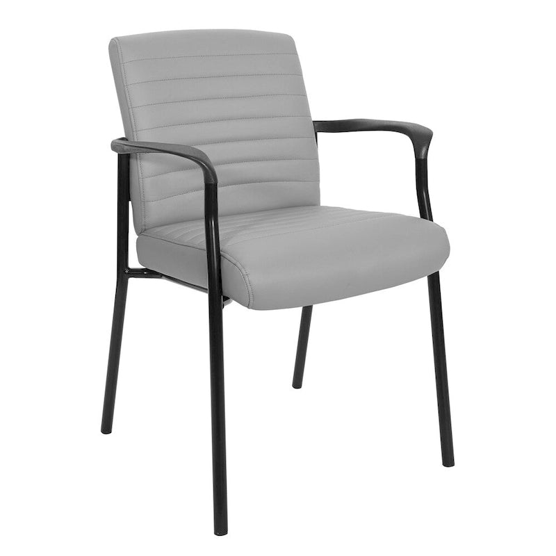Chaise visiteur en similicuir et cadre noir