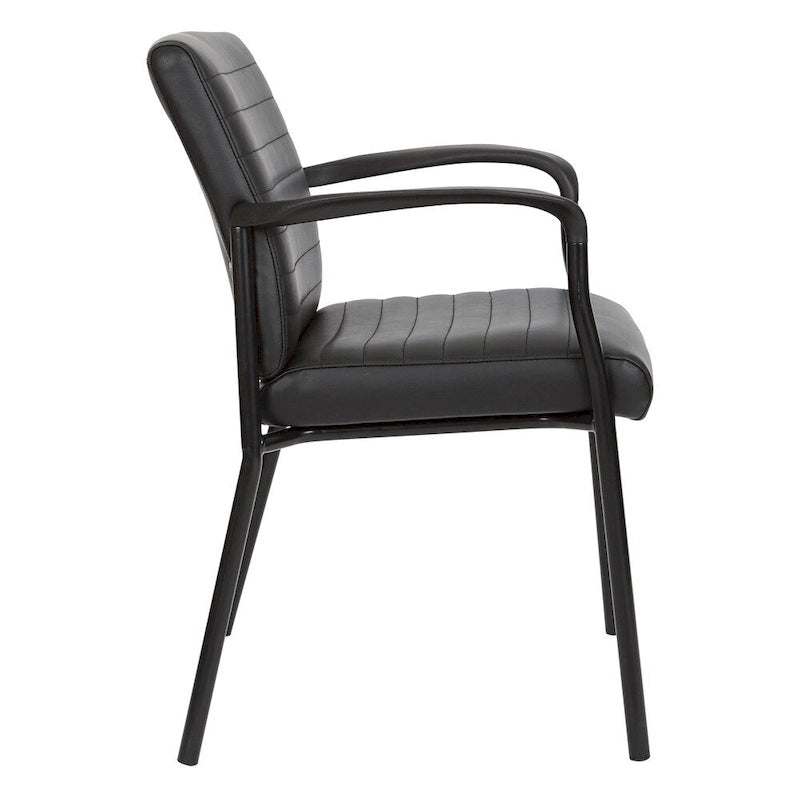 Chaise visiteur en similicuir et cadre noir