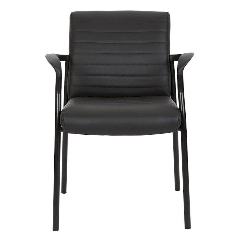 Chaise visiteur en similicuir et cadre noir