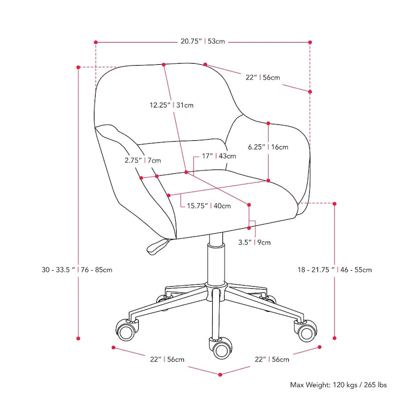 Chaise de travail rembourrée Marlowe de CorLiving