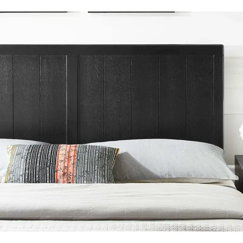 Tête de lit en bois noir style campagnard Widman, taille King Size