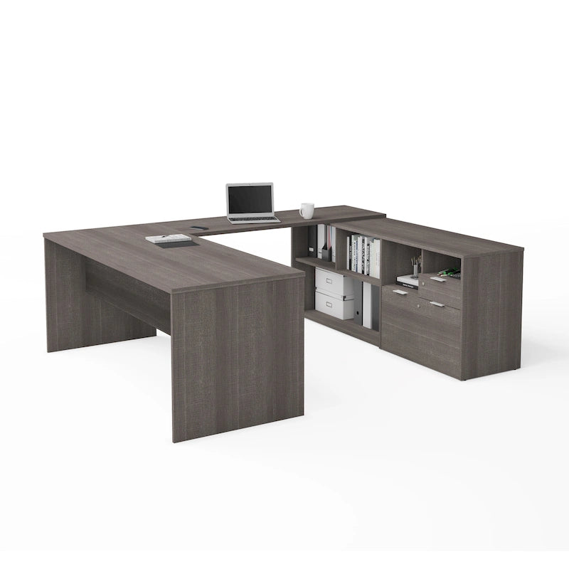 Bureau en U Bestar i3 Plus avec deux tiroirs