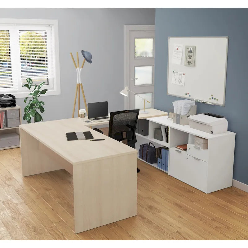 Bureau en U Bestar i3 Plus avec deux tiroirs